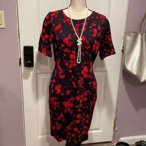 Lands End Red Floral Dress